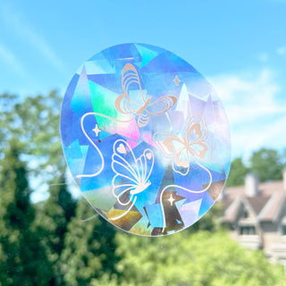 White Butterflies Suncatcher - Regnbue Vindusdekal