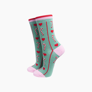 Bambussokker Candy Cane Mintgrønn Str. 36-40