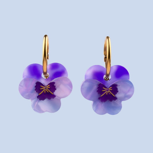 Purple Pansies Earrings