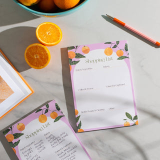 Orangerie A5 Shopping List - Notatblokk