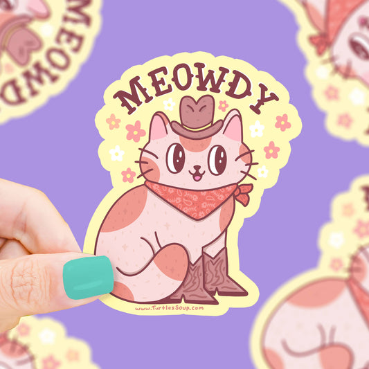 Meowdy Western Cowboy Cat - Klistremerke
