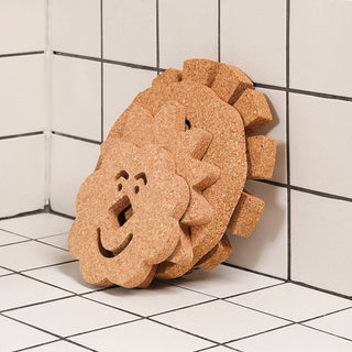 Flower-shaped Chunky Cork Trivet 15 cm