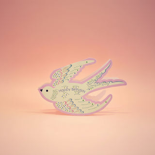 Fugleformet Kort - Happy Birthday