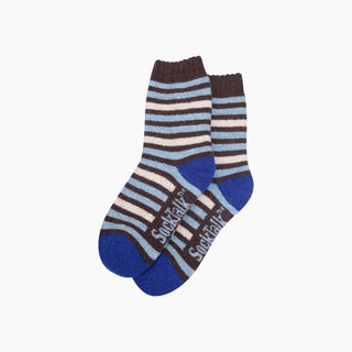 Tykke Ullsokker Brun/Blå Striper 36-40