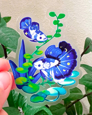 Midnight Half Moon Bettas - Klistremerke (Transparent)