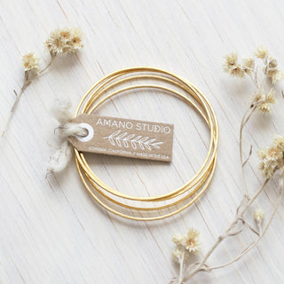 Gold Hammered Bangle Set