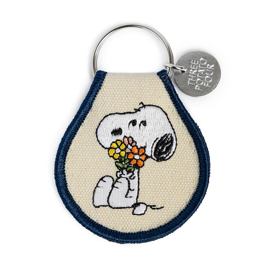 Snoopy Blomsterbukett - Brodert Nøkkelring