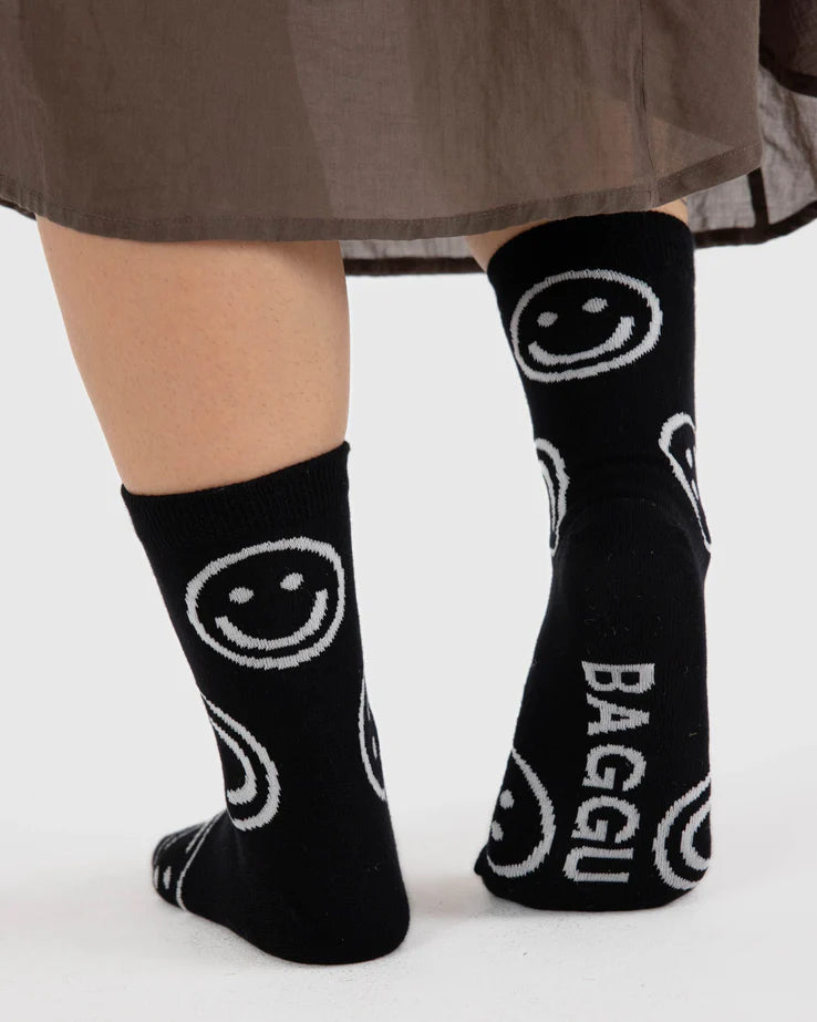 BAGGU Crew Sock - Black Happy