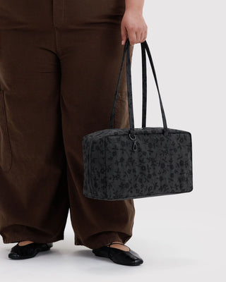 BAGGU Medium Nylon Bowler Bag - Charcoal Ditsy Floral