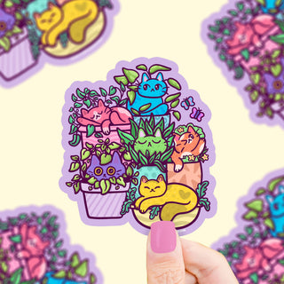 Cat Planters - Klistremerke