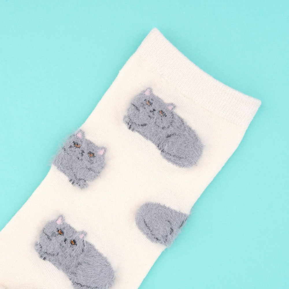 Suzette Grey Cat Socks