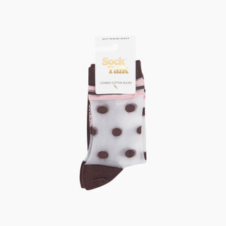 Gjennomsiktige Sokker med Polkadot Brun Str. 36-40