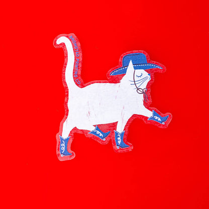 Cowboy Cat - Transparent Klistremerke