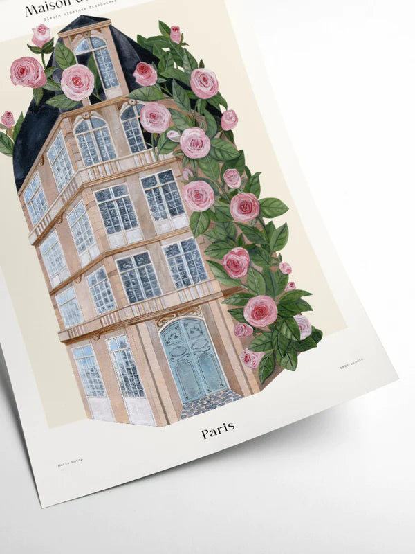 Maison de fleurs - Paris 30 x 40 cm Innrammet