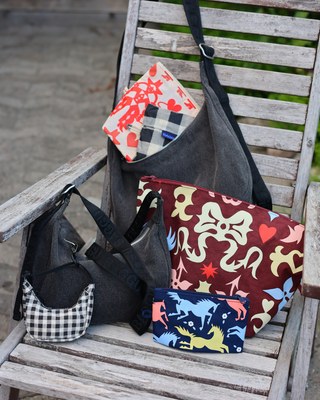 BAGGU Crescent Bag Charm - Black & White Gingham