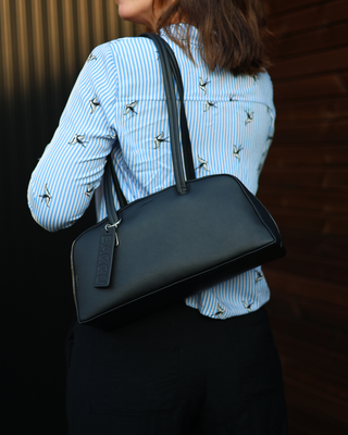 BAGGU Recycled Leather Bowler Bag - Black