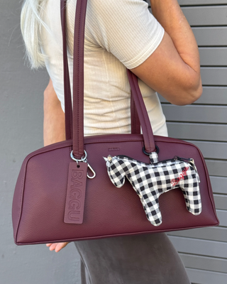 BAGGU Horse Charm - Black & White Gingham