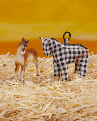 BAGGU Horse Charm - Black & White Gingham