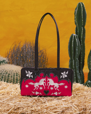 BAGGU Nylon Bowler Bag - Western Appliqué