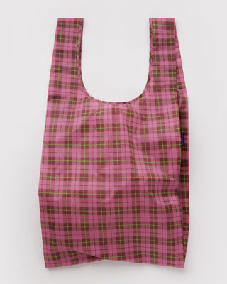 Big BAGGU Handlenett - Azalea Pink Tartan