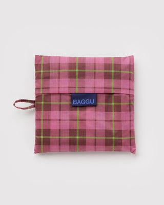 Big BAGGU Handlenett - Azalea Pink Tartan