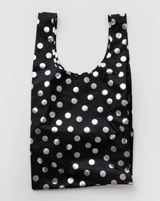 Big BAGGU Handlenett - Silver Metallic Polka Dot