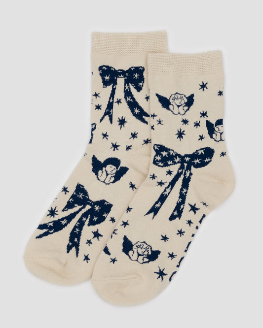 BAGGU Crew Sock - Cherub Bows