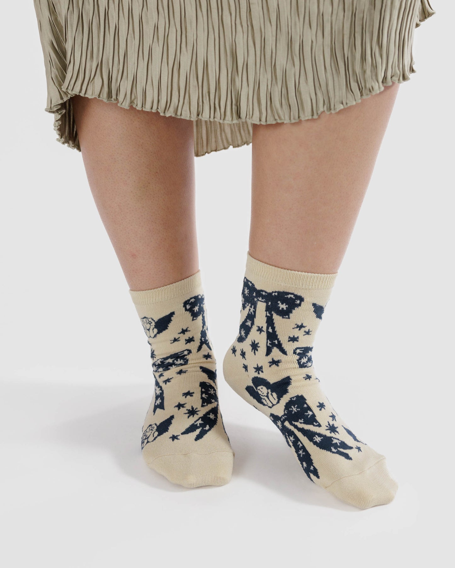 BAGGU Crew Sock - Cherub Bows