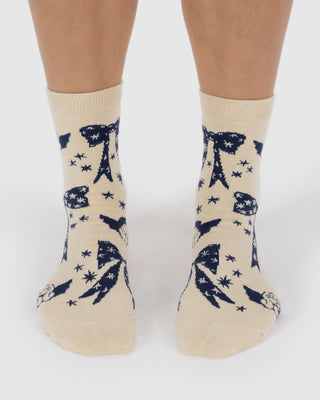 BAGGU Crew Sock - Cherub Bows
