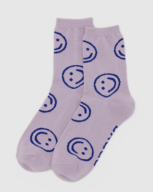 BAGGU Crew Sock - Dusty Pink Happy