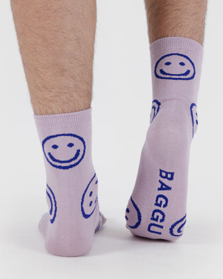 BAGGU Crew Sock - Dusty Pink Happy