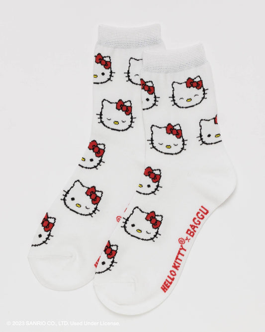 BAGGU Crew Sock - Hello Kitty Snow