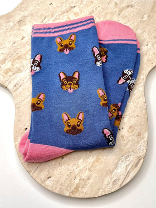 Bambussokker Frenchie Blå Str. 36-40