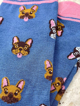 Bambussokker Frenchie Blå Str. 36-40