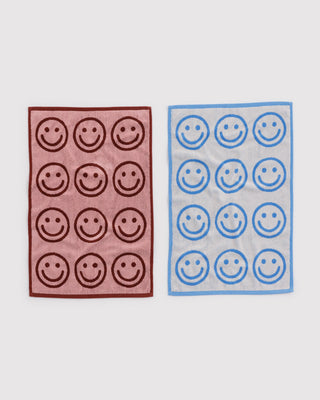 BAGGU Hand Towel Set of 2 - Sky Blue and Blush Happy