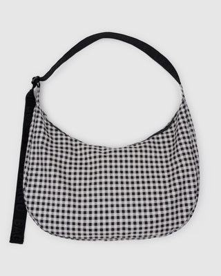 BAGGU Large Crescent Bag - Black & White Gingham