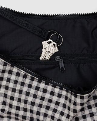 BAGGU Large Crescent Bag - Black & White Gingham