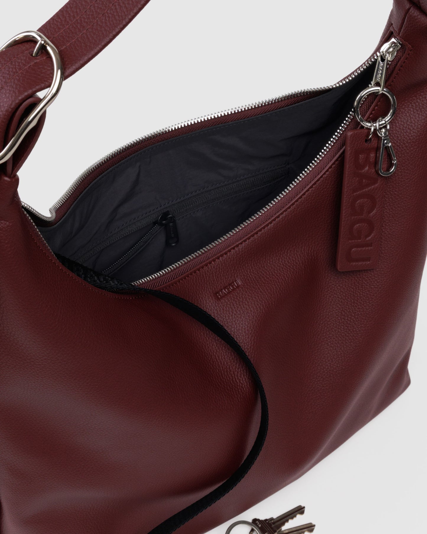 BAGGU Recycled Leather Shoulder Bag - Mahogany