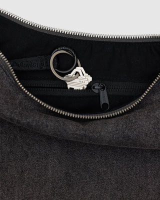 BAGGU Medium Denim Crescent Bag - Washed Black Denim