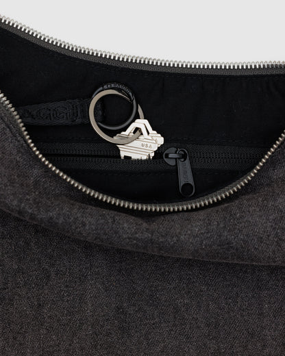 BAGGU Medium Denim Crescent Bag - Washed Black Denim
