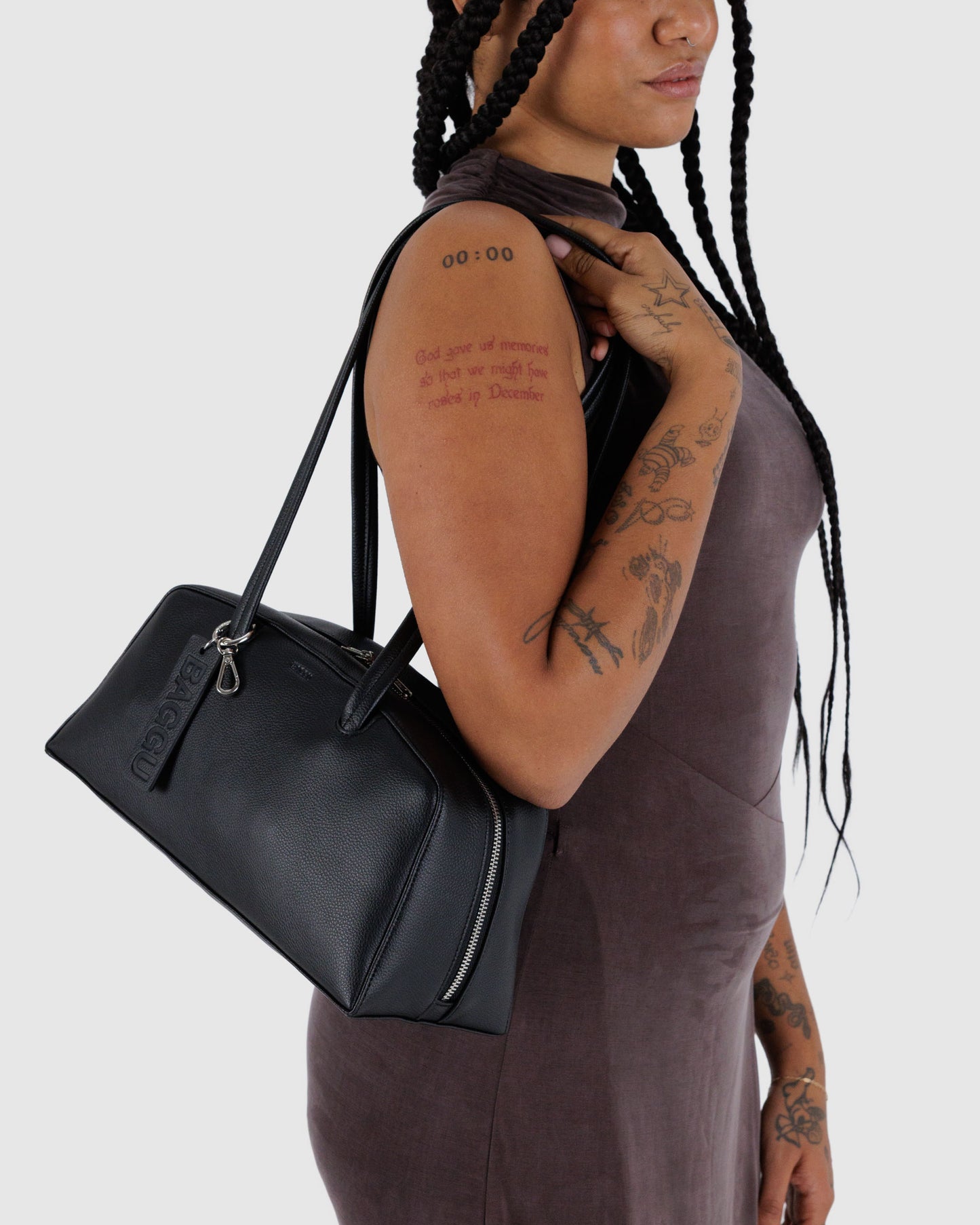 BAGGU Recycled Leather Bowler Bag - Black