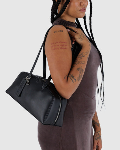 BAGGU Recycled Leather Bowler Bag - Black
