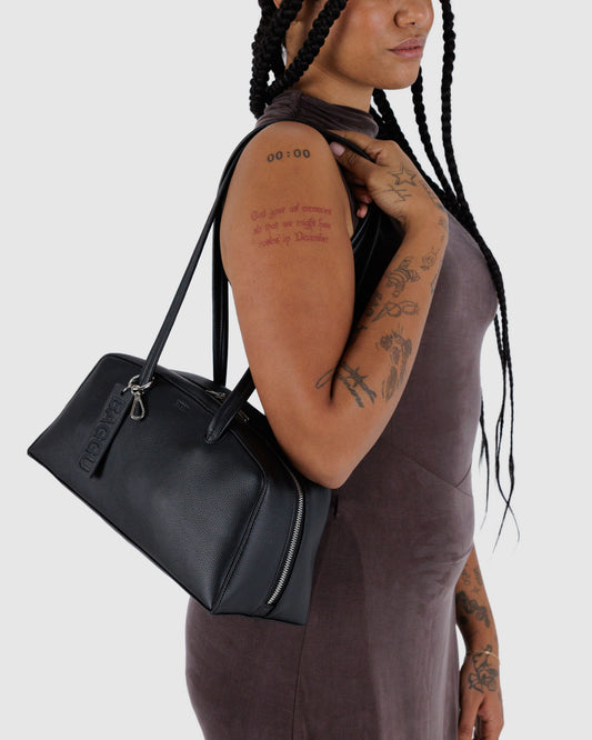 BAGGU Recycled Leather Bowler Bag - Black