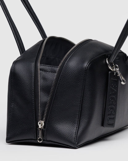 BAGGU Recycled Leather Bowler Bag - Black