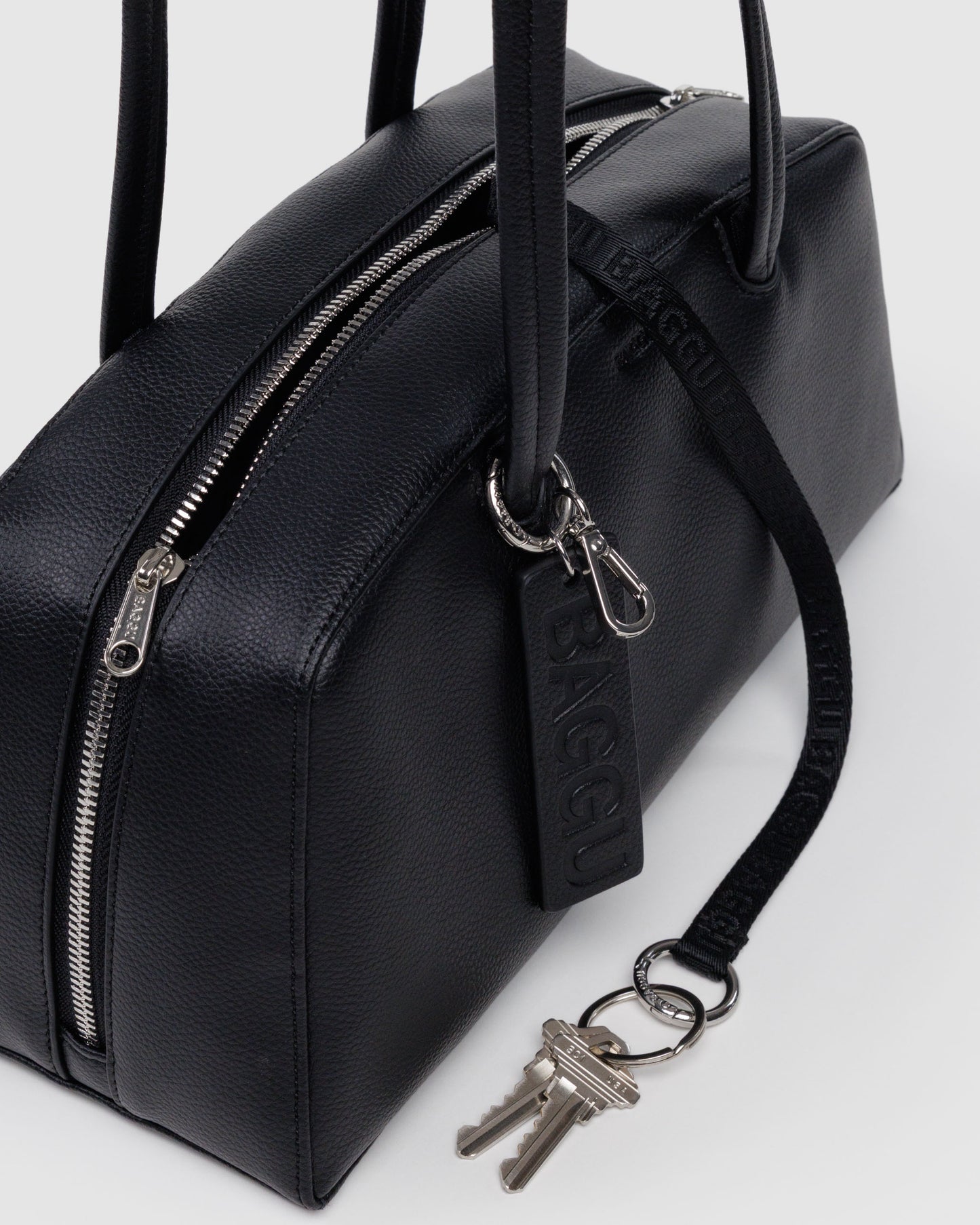 BAGGU Recycled Leather Bowler Bag - Black
