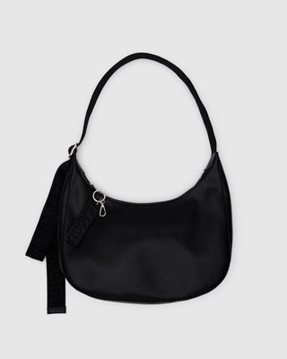 BAGGU Recycled Leather Crescent Bag Medium - Black