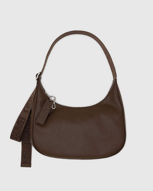 BAGGU Recycled Leather Crescent Bag Medium - Brown