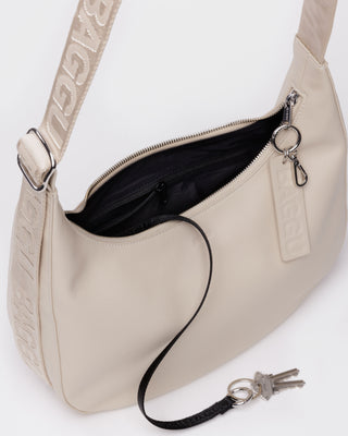 BAGGU Recycled Leather Crescent Bag Medium - Stone