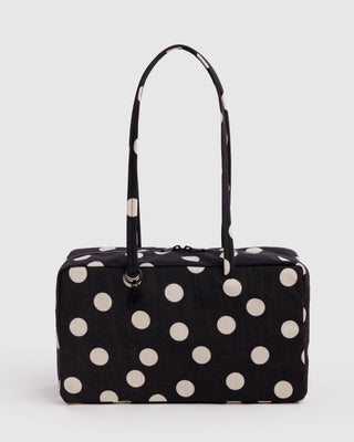 BAGGU Medium Nylon Bowler Bag - Black And Cream Polka Dot