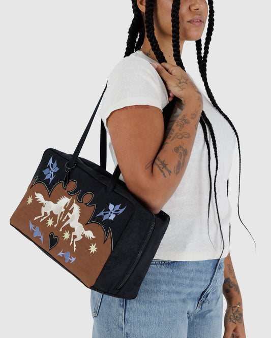 BAGGU Medium Nylon Bowler Bag - Western Appliqué